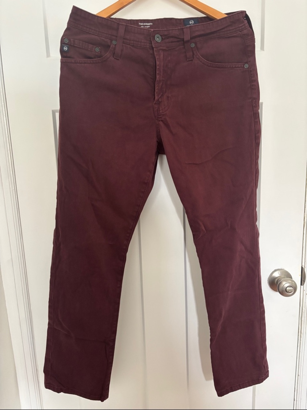 AG Adriano Goldschmied Wine Burgundy 5 Pocket Pants